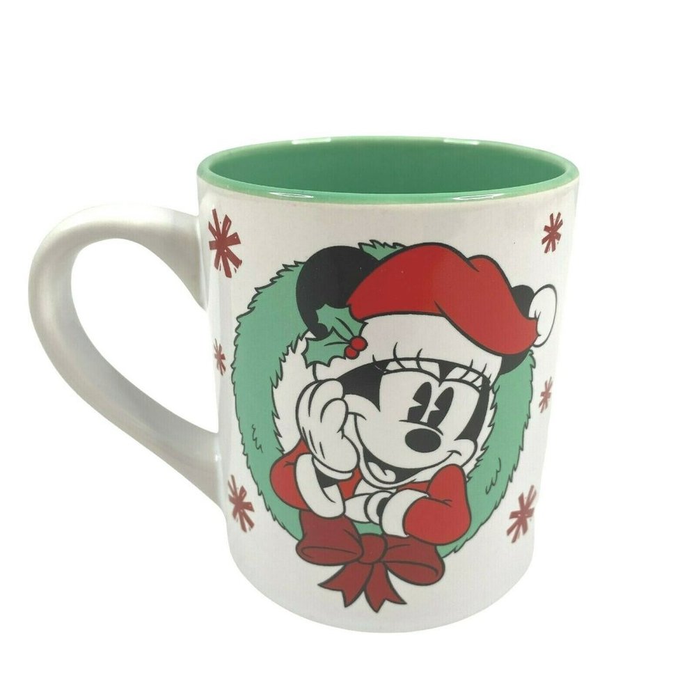 Disney Mickey & Minnie Cozy Christmas 14 oz Ceramic Mug Silver Buffalo White